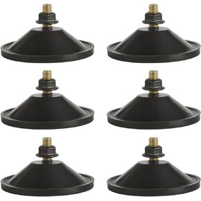 AccEncyc 6 Pcs Strong Thickened Sucker Suction Cup Clear PVC Sucker Pads with M6 x 14 Thread Screw Extra Strong Adhesive Glass Suction Holder, Black