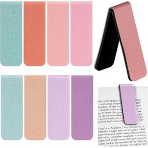 8 Pcs Leather Magnetic Bookmarks for Women Magnetic Bookmark Clip Handmade Textured Leather Bookmarks Reader Gift for Women Readers Teacher Book Lover Students(Classic Color)
