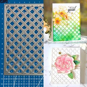 Grid Background Rectangle Frame Metal Die Cuts, Garden Trellis Panel Cutting Dies Cut Stencils DIY Scrapbooking Cards Decorative Embossing Paper Dies for Album Card Making Scrapbooking