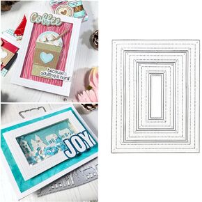 3pcs/Set Rectangle Frame Metal Die Cuts,Stitched Frame Panel Background Cutting Dies Stencils DIY Crafts Cards Cuts for DIY Embossing Card Making Photo Decorative Paper Dies Scrapbooking