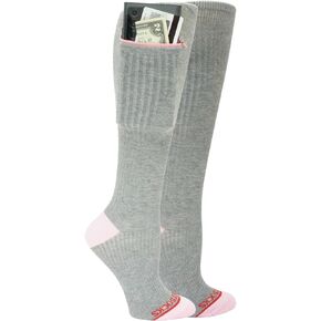 Compression Socks - Over the Calf Anti pickpocket Zipper Socks w/Pockets - 9mmHg - 12mmHg Light Compression