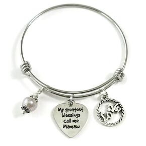 Gift for MAMAW, Mamaw Bangle Bracelet, My Greatest Blessings Call Me Mamaw Bracelet Gift, Christmas Gift for Mamaw, Mamaw Birthday Gift