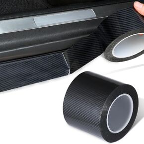 SINGARO 5D Carbon Fiber Car Film Vinyl Car Film Door Sill Protector, Car Bumper Door Sill Protector for Car Accessories, Compatible with Most Cars, Black (2.7inx33ft)