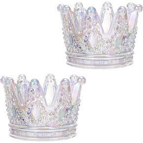 Crystal Glass Candle Holder Set of 3 Crown Shaped Makeup Sponge Beauty Egg Storage Rack Jewelry Watch Nail Art Dappen Dish Wedding Christmas Decor