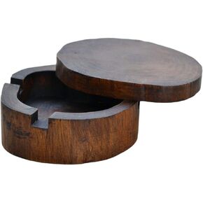 Wooden Cigarette Ashtray, Handmade Vintage Original Ash Tray with Windproof Lid, Outdoor Ashtrays for Home Office Tabletop Outside Patio, Small