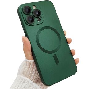 Magnetic case for iPhone 14 Pro Max Phone Case for Women, Matte Luxury Soft Metallic Luster Design with Camera Lens Protector, Compatible with Magsafe Case for iPhone 14 Pro Max 6.7"-Black