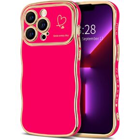 Hython for iPhone 11 Pro Case Cute Curly Wave Frame Shape Phone Cases, Thin Slim Luxury Plating Wavy Edge Soft TPU Bumper Shockproof Rubber Protective Cover for Women Girls, Love Heart-Black
