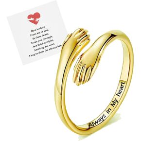 RINHOO Hug Rings for Women Girls 18K Gold Plated Gold Silver Adjustable Ring for Mother Daughter Hand Ring for Birthday Gifts Holiday Gift in Kuwait