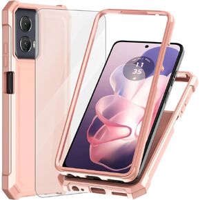 حافظة هاتف Ailiber لهاتف Motorola G Power 5G 2024، مع واقي شاشة، حماية هيكل طبقة مزدوجة، ممتص للصدمات من مادة TPU، حافظة هاتف خلوي متينة مقاومة للصدمات لهاتف Moto G Power 2024- أزرق وردي