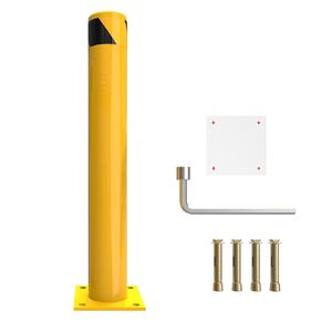 YITAMOTOR Safety Bollard Post, 36" x 4.5" Steel Bollards, Parking Bollard for Warehouse, Yellow, 2PACK
