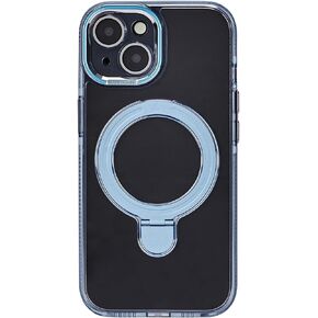 Eiyikof Compatible for iPhone 15 MagSafe Clear Case [ Magnetic Ring Stand Cover ] [ Military Grade Seismic Protection ] Cover for Women Men-Pink