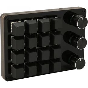 Mini Keyboard, 16 Keys, 3 Knobs Macro Programmable Custom Keyboard Detachable for Office Use