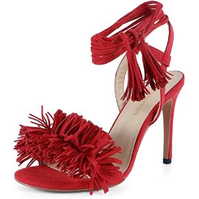 Women's Fringe High Heel Sandals Open Toe Stiletto Tassels Sandals Ladies Fashion Strappy Heeled Sandals