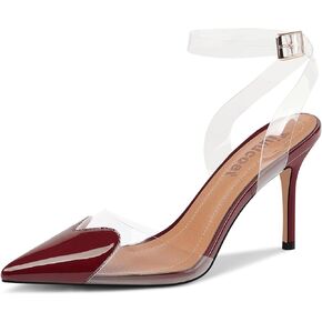 أحذية نسائية بكعب على شكل قلب أحذية Slingback بمقدمة مدببة لحفلات الزفاف صنادل شفافة بكعب عالٍ