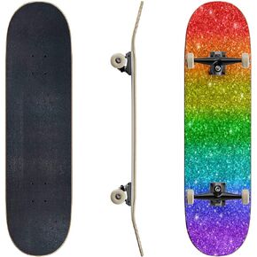 Skateboards Rainbow Glitter Texture Glitter Background Stock Illustrations Classic Concave Skateboard Cool Stuff Teen Gifts Longboard Extreme Sports for Beginners and Professionals