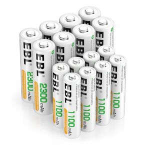 EBL AA AAA Batteries Combo 16 Sets with 8PCS AA 2300mAh and 8-Count AAA 1100mAh Rechargeable Batteries in Kuwait