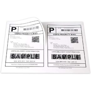 [100 Sheets; 200 Labels] Half Sheet Self Adhesive Shipping Labels for Laser & Inkjet Printers, 5-1/2" X 8-1/2"