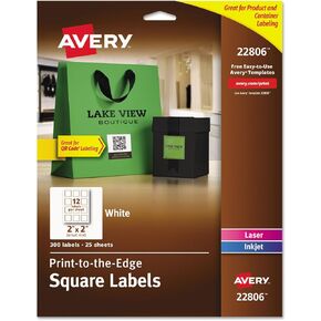 Avery 22806 Square Permanent Labels, 2-Inch x2-Inch, 300/PK, WE