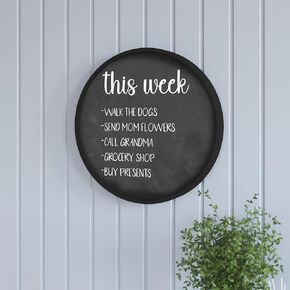 HBCY Creations 18" Round Black Wood Framed Wall Mounted Magnetic Chalkboards with Eraser and Chalk
