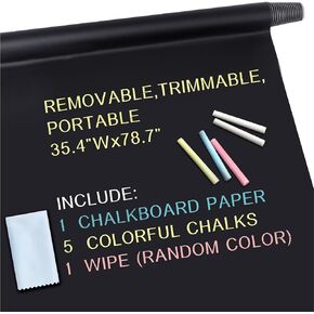 78.7"x23.6" Extra Large Chalkboard Paper Chalkboard Vinyl Sticker Wallpaper Chalkboard Sticker Wall Decal Adhesive Chalkboard Paper for Home Office School