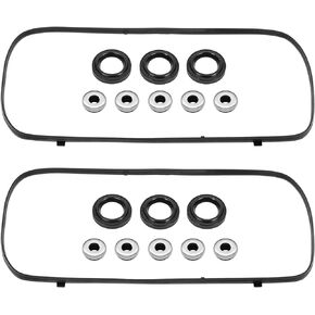 Engine Valve Cover Gasket Set Replacement for 2003-2009 Honda Accord Odyssey Pilot Ridgeline Acura RL TL MDX 3.0L 3.5L V6 VS50607R 12030-RJA-010 12341-RCA-A00 12030-RCA-A00