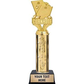 Cornhole Trophy, 11" Gold Stars Cornhole Trophy Awards, Customize Now Prime