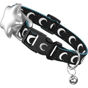 Airtag Cat Collar, Kitten Collar Breakaway with Apple Air Tag Holder and Bells for Boy Girl Cats,Pet Cat Tracker GPS,0.6 Inches in Width and Lightweight, Cresent Design