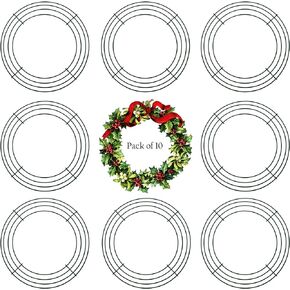 8 Inch Christmas Wire Wreath Frame Metal Wreath Form Front Door Wreath Ring for New Year Decors Crafts DIY，10 Pack