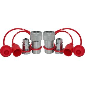 1/2'' Ag Hydraulic Quick Connect Tractor Couplers with Dust Caps,Poppet Valve Pioneer Style ISO 5675 Hydraulic Quick Coupler