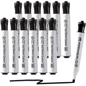 AIHAO Black Dry Erase Markers, Chisel Tip Marker, Low Odor, Pack of 12, Large Ink Supply, Use on Whiteboards, Glass and Non-porous Surfaces; Ideal for Classrooms, Offices and Homes