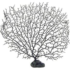 10.5" Black Fish Tank Aquarium Decoration, Sea Coral Ornament (Black, Sea Fan 10.5")