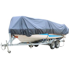 labwork 14-16Ft Heavy Duty PEVA Cotton Boat Cover Replacement for V-Hull Fishing Boat Bass Boat Fish Ski Pro-Style Bass Boat Gray