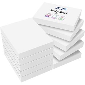 ZCZN Small Sticky Notes, 1.5in x 2in, 100 Sheets/Pad, 10 Pads/Pack, White