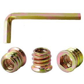 120Pcs Threaded Inserts for Wood Nutsert Screw M6 x10mm/13mm/15mm/18mm/20mm/25mm Hex Drive Furniture Wood Nuts (with Hex Spanner)