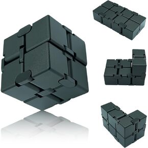 DOLASEV Fidget Toy Infinity Cube، جميع المكعبات المعدنية اللامتناهية للأطفال والأولاد والبنات والبالغين والعناصر الحسية للأيدي للتوحد والإجهاد وADHD وADD (رمادي)
