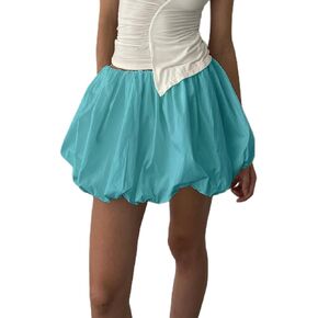 Women Y2k Ruffle Bubble Skirt Cute High Waist Mini Skirt Balloon Short Skirt Layered Pleated A Line Skirt Streetwear