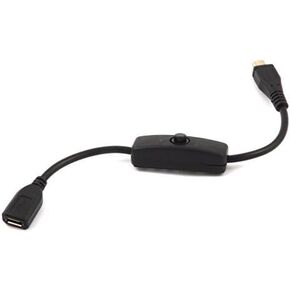 LoveRPi MicroUSB Push On Off Power Switch Cable for Raspberry Pi (Female to Male)