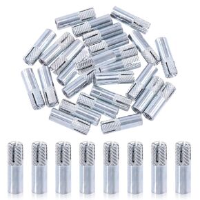 Tanstic 12 Pcs 3/8'' Premium Zinc Plated Carbon Steel Knurled Drop-in Anchor for Solid Concrete (3/8'')