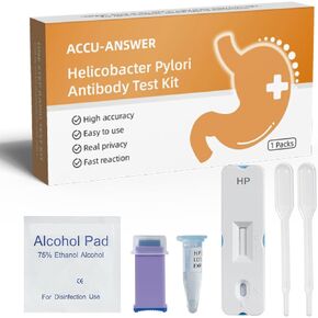 مجموعات اختبار ACCU-ANSWER H Pylori، طقم اختبار H. Pylori الذاتي، طقم اختبار منزلي للكشف عن هيليكوباكتر بيلوري، طقم اختبار H-Pylori، لا تحتاج إلى الذهاب إلى المختبر، دقيق وسهل الاستخدام. B0CRPM8HFG in Kuwait