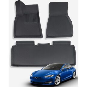 TAPTES for Tesla Model S Floor Mats 2019 2018 2017 2016 2015, Premium All Weather Anti-Slip Waterproof Floor Liners Car Interior Accessories - Compatible for Model S 2015-2019 (3 Pieces/Set)