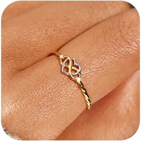 Sterling Silver Heart Infinity Knot Rings for Women Mother Daughter Rings 14K Gold Twist Ring Promise Rings for Her Stackable Rings Jewelry Birthday Graduation Gifts for Daughter Friends