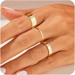 VIROMY Gold Rings for Women Set 14k Gold Band Ring Thin Gold Thumb Pinky Finger Ring Wide Thick Gold Band Rings for Woman Non Tarnish Open Adjustable Rings Comfort Fit Size 7 To 10