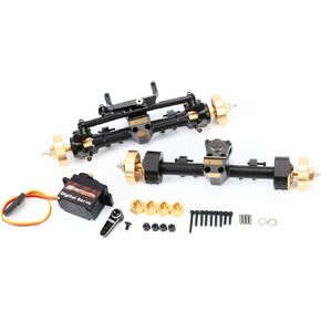 RCAWD Full Metal Front Rear 12mm Longer Portal Axles Assemblies for Axial SCX24 AXI90081 AXI00001 AXI00002 AXI00005 AXI00006 Portal Axle Upgrade Parts(Black)