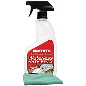 Mothers Waterless Car Wash & Wax (24 oz) Bundled with a Microfiber Cloth (2 Items)