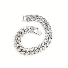 Cuban Chain Men Ladies 13mm Cuban Chain Bracelet Anklet Bracelet Chain Men Boys Girls Miami Shiny Diamond Silver Necklace Chain Hip Hop Gold Cuban Bracelet for men Ladies,（8 inch Gold）