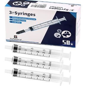 50 Pack 5ml Plastic Syringes with Caps for Science Labs, Liquid Measuring, Watering, Refilling, Oral,Pet