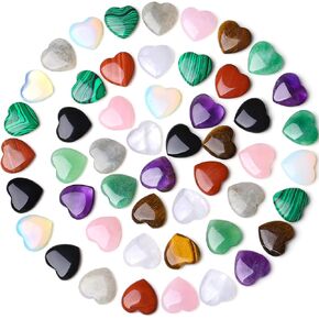 DUQGUHO 50 Pcs Amethyst Heart Crystals and Healing Stone Love Heart Shaped Set Crystal Bulk Palm Pocket Wholesale Mothers Day Gifts for Mom