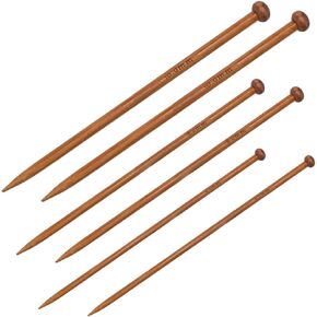 MARRTEUM 6 Pieces Bamboo Knitting Needles Set Single Point Knitting Needles 10 inch Length Knitting Supplies for Handmade DIY Knitting (3 Sizes, 6mm 8mm 10mm)