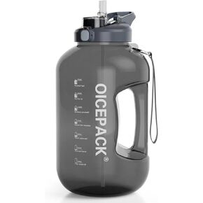 128 oz Water Bottle 2 in 1 Lid - 1 Gallon Water Bottle Dishwasher Safe, Gallon Water Jug Motivational Water Bottles WIth Times To Drink Leak-proof Big Water Bottle with Straw BPA Free