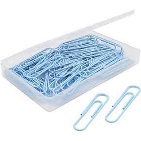 Paper Clip, Large Paper Clips, Jumbo, 50mm, 2 inches, Smooth, 100 Pcs/Box (Light Blue)